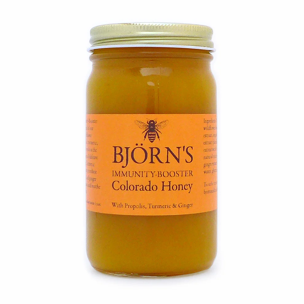 Bjorn's Colorado Immunity-Booster Honey with Propolis, Ginger and Turmeric (whipped) - 10.5 oz jar