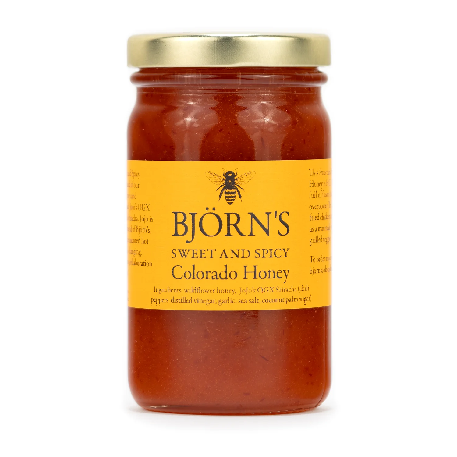 Bjorn's Colorado Sweet and Spicy Honey made with Jojo's OGX Sriracha - 10.5 oz jar